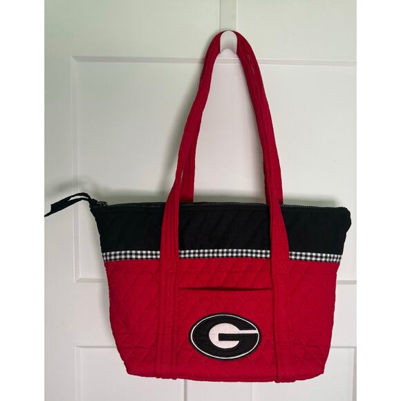 Georgia Bulldogs Red and Black‎ Handbag Zippered Top Shoulder Bag - Picture 1 of 12